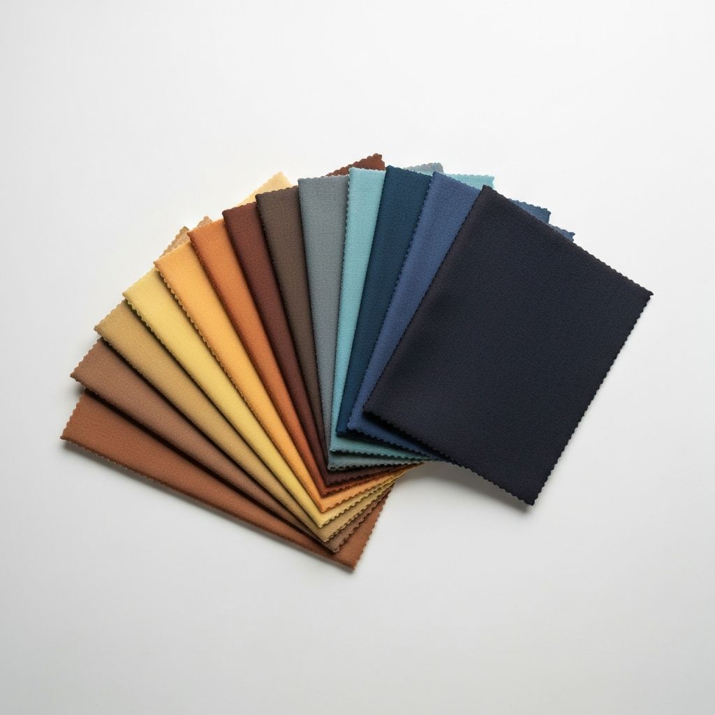 Custom fabric color samples arranged in a gradient